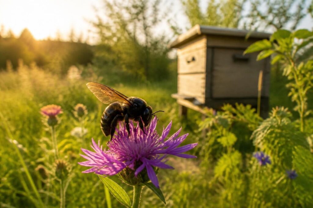 découvrez pourquoi l'abeille noire, cette abeille locale, fait son retour dans les ruchers et l'importance de sa présence pour la biodiversité et l'apiculture durable.