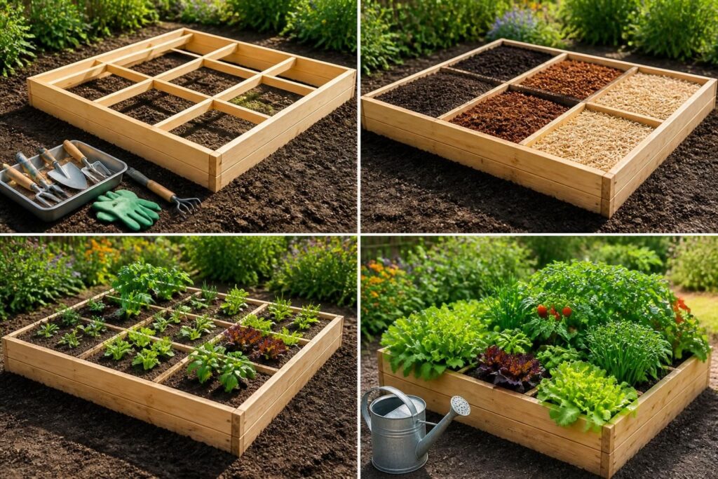 apprenez à construire et remplir votre potager surélevé en 4 étapes simples pour cultiver facilement vos légumes et herbes aromatiques.