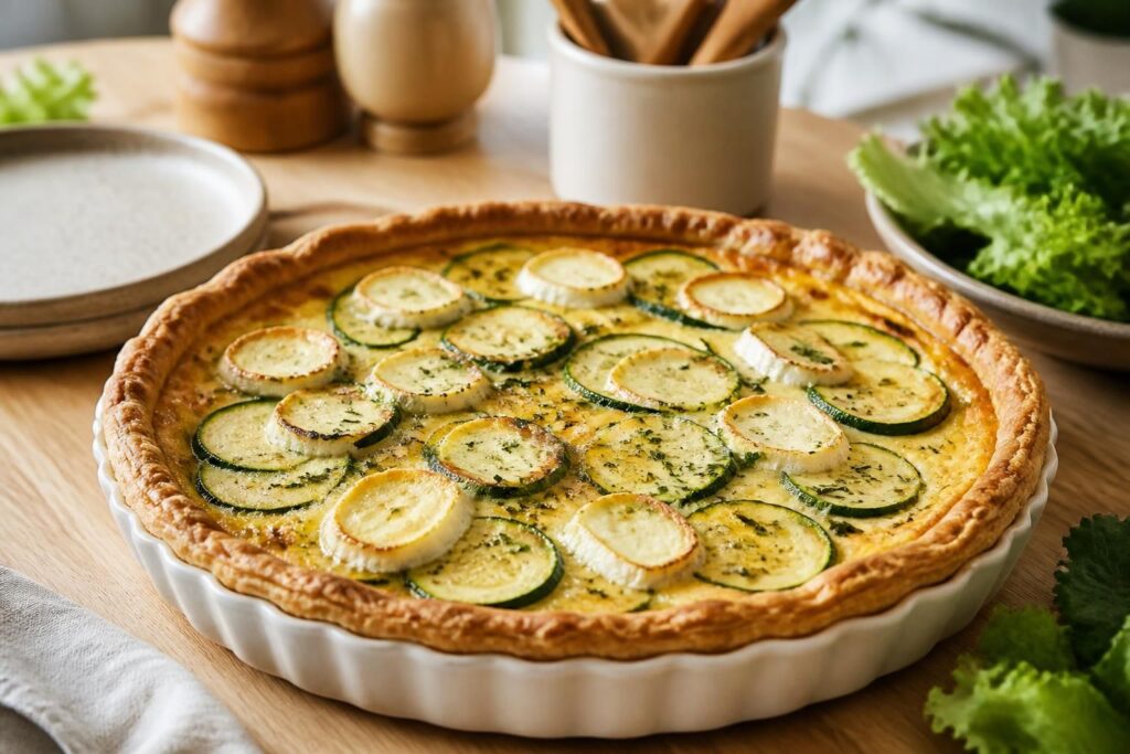 découvrez notre recette facile de quiche courgette-chèvre, savoureuse et rapide à préparer, idéale pour régaler toute la famille.
