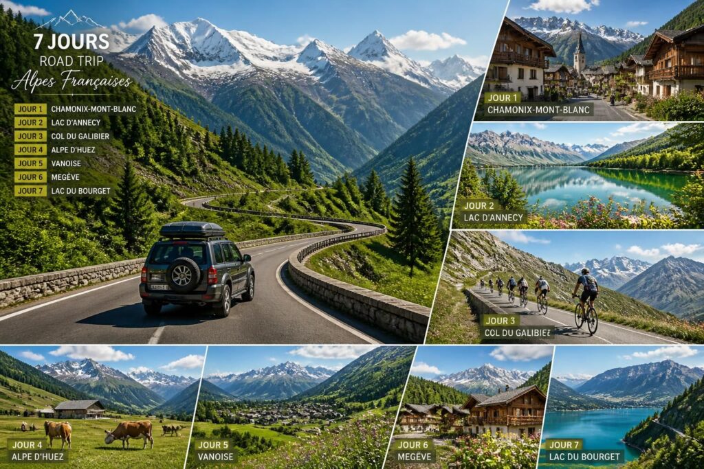découvrez l'itinéraire parfait pour un road trip de 7 jours dans les alpes françaises, entre paysages à couper le souffle, villages charmants et aventures en pleine nature.